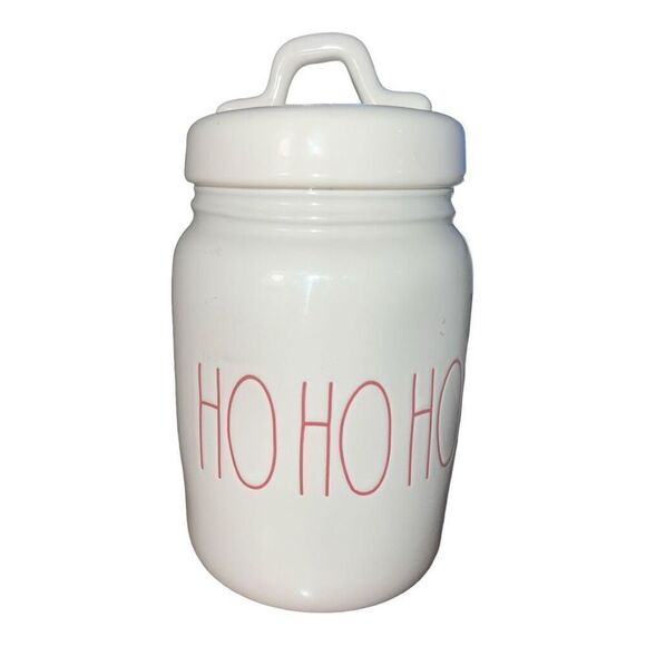 Rae Dunn HO HO HO Canister White with Red Letters Large Letter Christmas LL HoHo - Picture 1 of 2